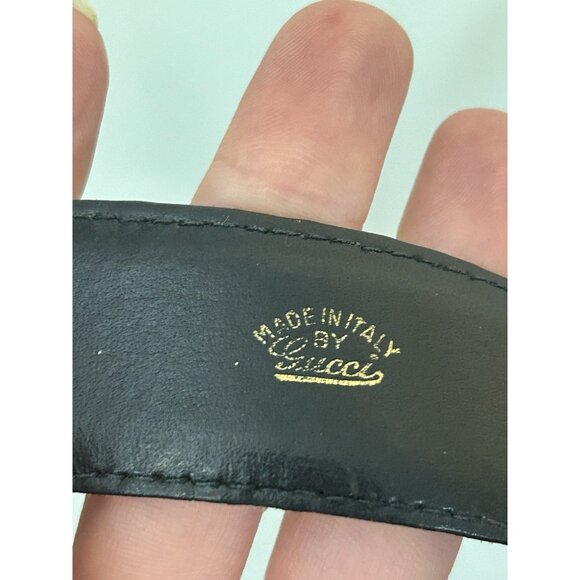 Gucci Vintage Two Tone GG Logo Black Leather Belt Gold Silver Buckle Size 85 cm main image 11